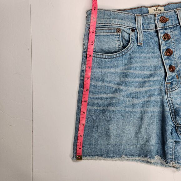 J.Crew High Rise Denim Shorts Sz 24 Button Fly Light Wash Cut Off Jorts Mallcore - Picture 5 of 8
